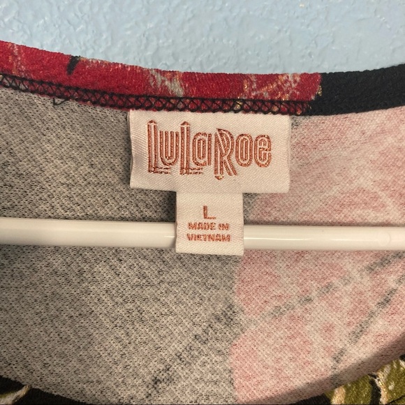 LuLaRoe Floral 3/4 Sleeve Dress - Black/Red - Large - Picture 4 of 8